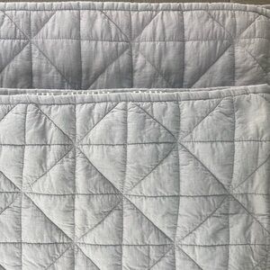 West Elm Gray Quilted Shams (2)